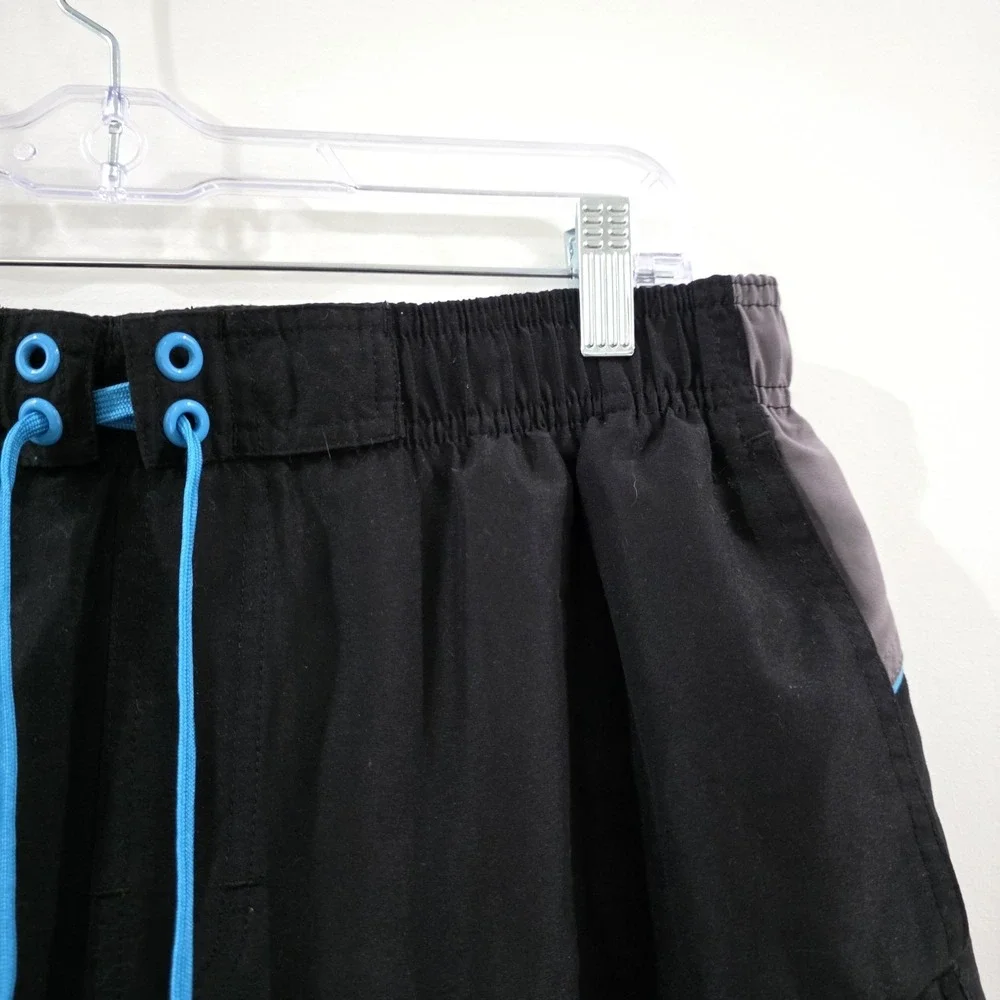Nike Mens Swim Trunks Size Large Black Logo Embroidered Bathing Suit